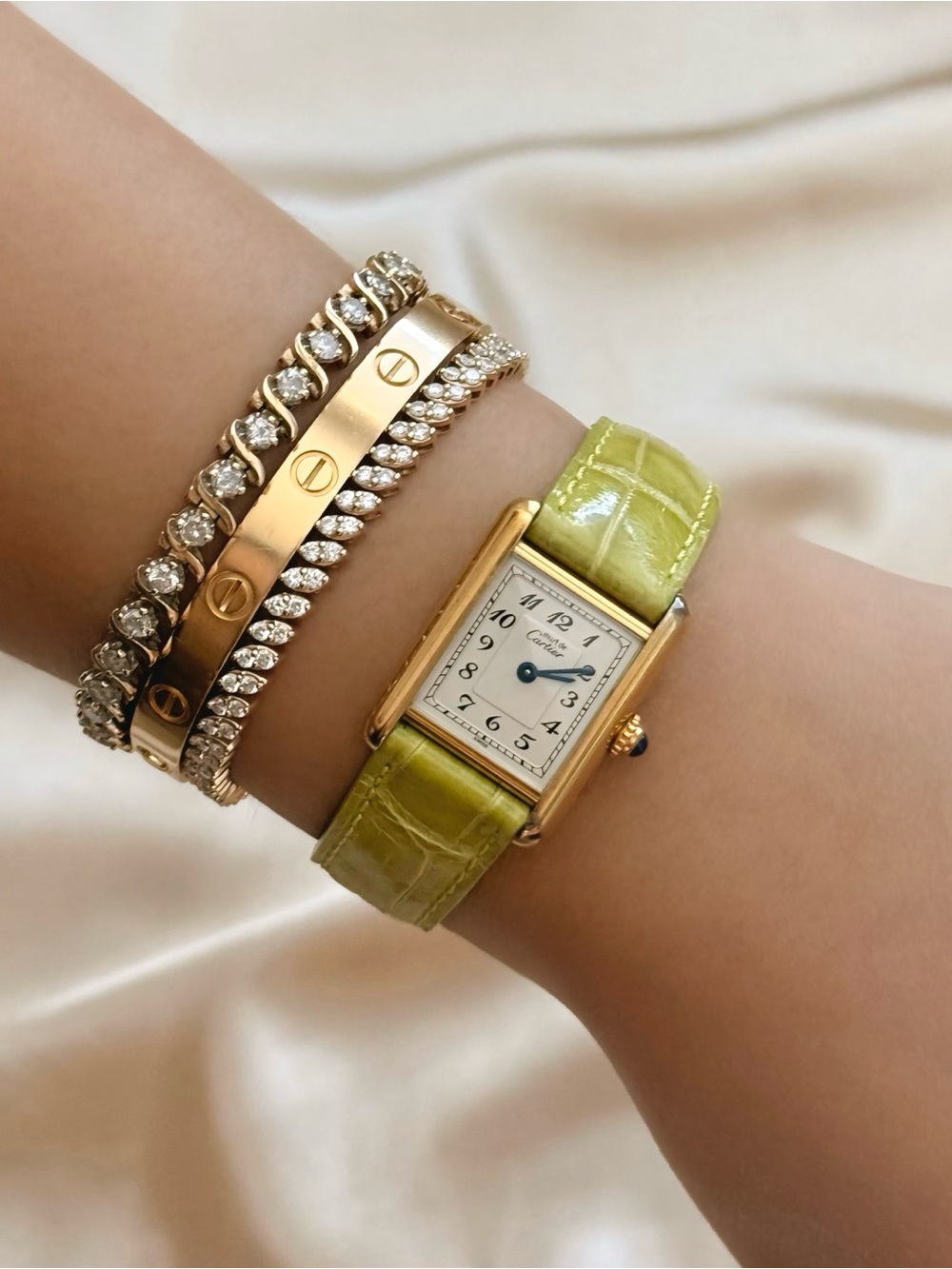 AUTHENTIC RARE VINTAGE CARTIER TANK MATCHA GREEN WATCH - WITH BOX